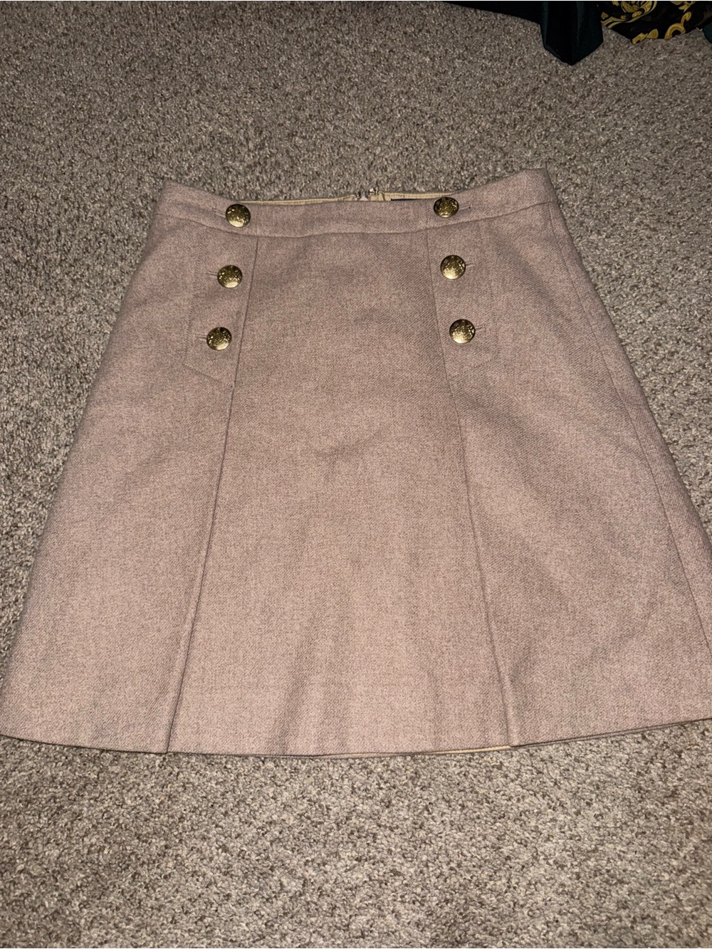 J. Crew Dusty Pink A-Line Skirt with Gold Buttons